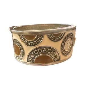 Coach Silver and Cream Enamel Bangle